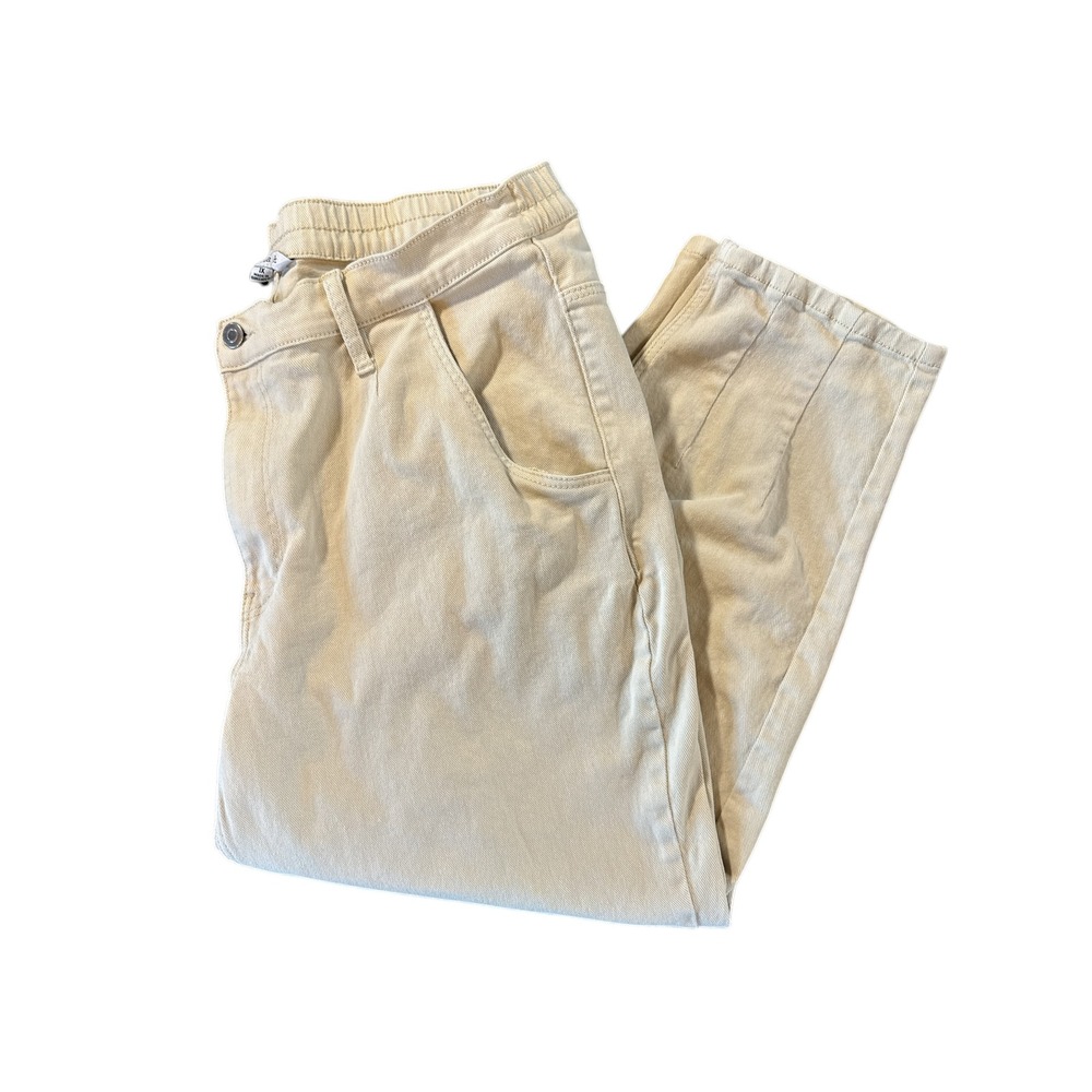 Ophelia Roe Cream Barrel-Leg Jeans 1X | High Rise | Stretch | Elastic Back Waist